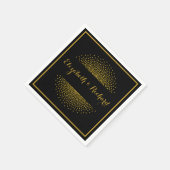 カスタム黒および金ゴールドグリッター紙吹雪結婚ズ スタンダードカクテルナプキン (角)