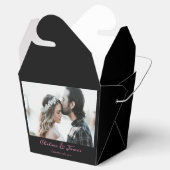 カスタム黒とピンクの書結婚跡の写真 フェイバーボックス (オープン)