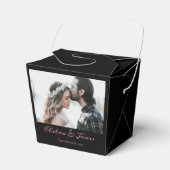 カスタム黒とピンクの書結婚跡の写真 フェイバーボックス (正面サイド)