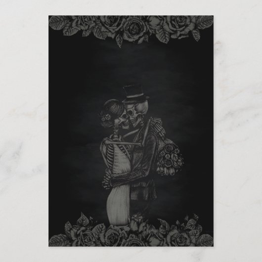 カスタム黒と灰色のフローラゴシックのメ結婚ニュー メニュー (裏面)