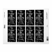 カスタム黒と灰色の(紋章の)フラ・ダ・リ蔵書票または ラベル (フルシート)