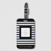 カスタム黒と白のストライプラゲッジタグ、写真の追加 ラゲッジタグ (正面縦)