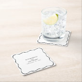 カスタム黒と白の波形結婚のお洒落 スクエアペーパーコースター (インサイチュ)