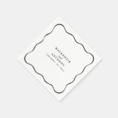 カスタム黒と白の波状フレームの結婚カクテル スタンダードカクテルナプキン (角)