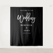 カスタム黒と白の結婚背景 タペストリー (正面)