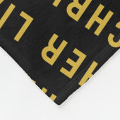 カスタム黒と金ゴールドのパーソナライズされたベビー名ギフト フリースブランケット (角)