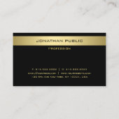 カスタム黒と金ゴールドモダンモノエレガントグラム 名刺 (裏面)