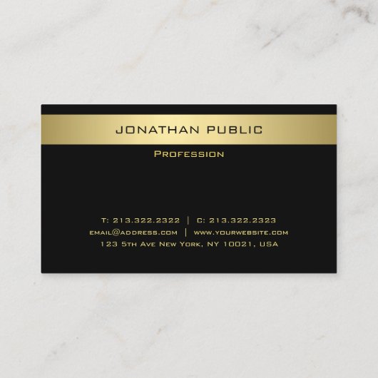 カスタム黒と金ゴールドモダンモノエレガントグラム 名刺 (裏面)