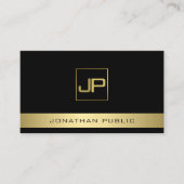 カスタム黒と金ゴールドモダンモノエレガントグラム 名刺 (正面)