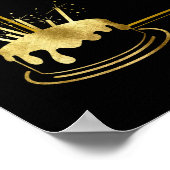 カスタム黒と金ゴールド誕生日 ポスター (角)