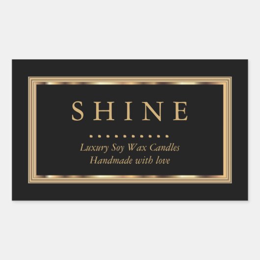 カスタム黒と金ゴールド 長方形シール (正面)
