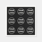 カスタム黒のビジネスのロゴパターン スタンダードカクテルナプキン (正面)