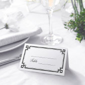 カスタム黒アールデコ縁どホワ結婚イトの名前 プレイスカード