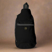 カスタム黒エレガント金ゴールドイニシャルモノグラム スリングバッグ