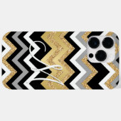 カスタム黒エレガント金ゴールド銀ジグザグ模様 Case-Mate iPhoneケース (裏面 (横))
