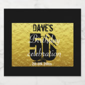 カスタム黒エレガント金ゴールド50th誕生日パーティー ビールラベル (シングルラベル)