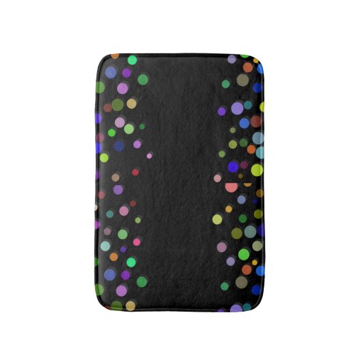 カスタム黒カラフル水玉模様パーソナライズされた バスマット (正面縦)