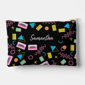 カスタム黒カラフル80年代80年代レトロ模様 アクセサリーポーチ (裏面)