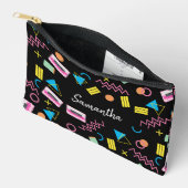 カスタム黒カラフル80年代80年代レトロ模様 アクセサリーポーチ (見開き)
