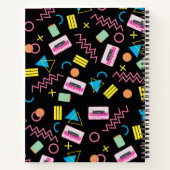 カスタム黒カラフル80年代80年代レトロ模様 ノートブック (裏面)