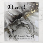 カスタム黒グランジ金ゴールド ワインラベル (シングルラベル)