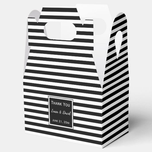 カスタム黒ストライプの白結婚式の引き出物箱 フェイバーボックス (オープン)