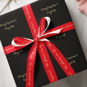 カスタム黒チェックモダンパターフェイクン金ゴールドスクリプト ラッピングペーパー