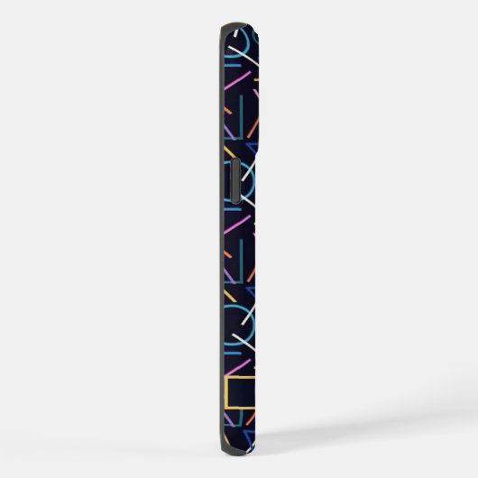 カスタム黒ティール(緑がかった色)ブルーイエローレッド抽象芸術パターン iPhoneケース (右側面)