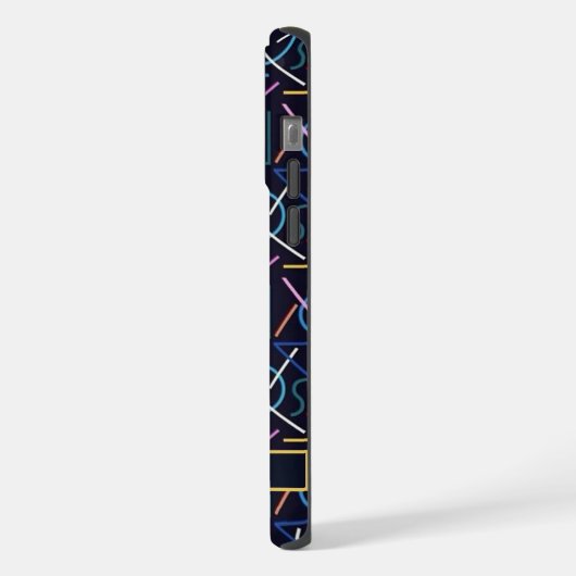 カスタム黒ティール(緑がかった色)ブルーイエローレッド抽象芸術パターン iPhoneケース (左側面)