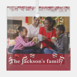 カスタム黒パーソナライズされたファミリポートレート,クリスマス ガラスオーナメント