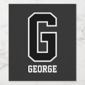 カスタム黒パーソナライズされた白モノグラム ワインラベル (シングルラベル)