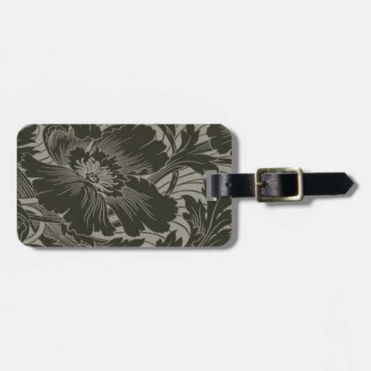 カスタム黒フラワーラインアートラゲージタグ ラゲッジタグ (正面横)