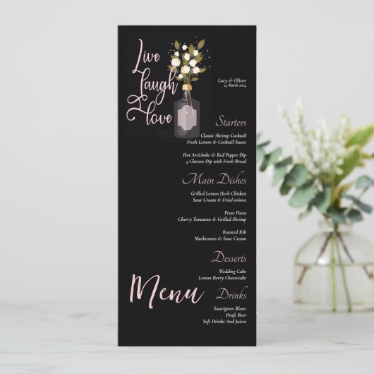 カスタム黒フローラ結婚の引用文付きメニュー メニュー (スタンド正面)