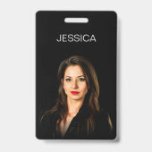 カスタム黒ミニマル企業の社員の写真ID バッジ (表面)