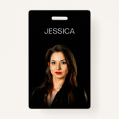 カスタム黒ミニマル企業の社員の写真ID バッジ (正面)