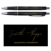 カスタム黒モダンと金ゴールドの署名スクリプト名 ボールペン