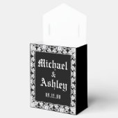 カスタム黒モダン白レースモノグラム フェイバーボックス (オープン)
