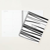 カスタム黒モダン線とホワイトラインの抽象芸術アート プランナー手帳 (ディスプレー)