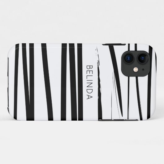 カスタム黒モダン線とホワイトラインの抽象芸術アート Case-Mate iPhoneケース (裏面(横))