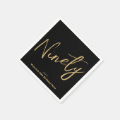 カスタム黒モダン金ゴールドミニマル90誕生日 スタンダードカクテルナプキン (角)