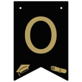 カスタム黒モダン金ゴールド卒業おめでとう バンティングフラッグ (第2の旗)