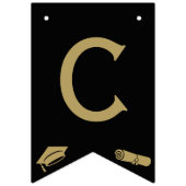 カスタム黒モダン金ゴールド卒業おめでとう バンティングフラッグ (第1の旗)