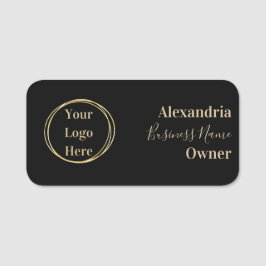 カスタム黒モダン金ゴールド社員 名札