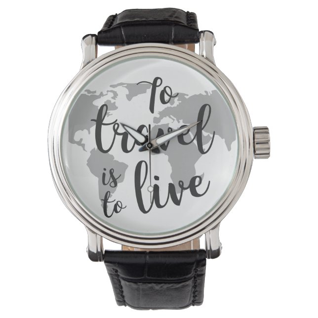 カスタム黒ヴィンテージ革 腕時計 (正面)