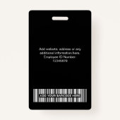 カスタム黒人従業員の大きな写真、バーコード、名前 バッジ (裏面)