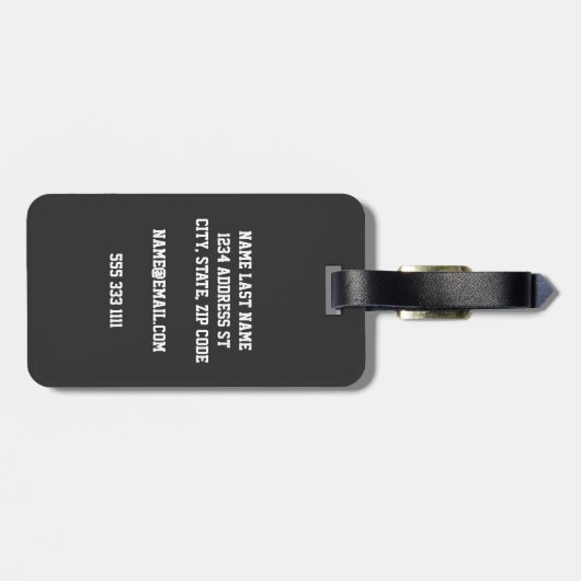 カスタム黒姓スポーツジャージー番号 ラゲッジタグ (裏面横)