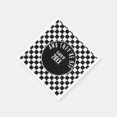 カスタム黒市松模様に卒業パーティー スタンダードカクテルナプキン (角)