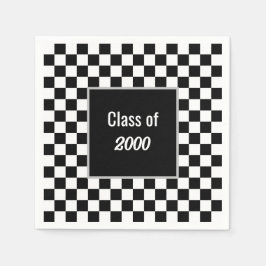 カスタム黒市松模様に懇親会 スタンダードカクテルナプキン