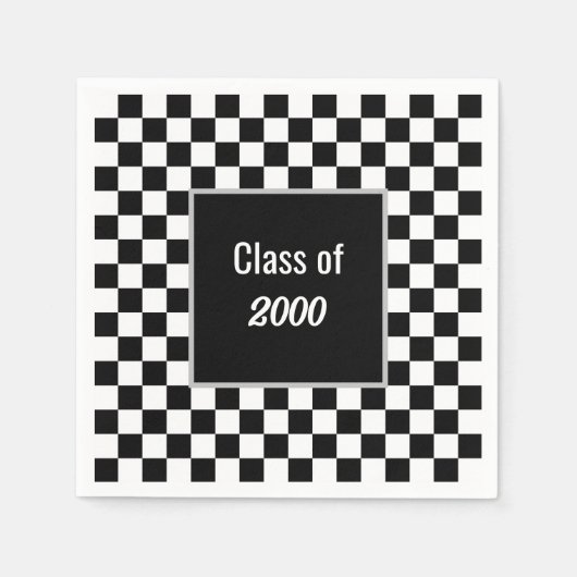 カスタム黒市松模様に懇親会 スタンダードカクテルナプキン (正面)