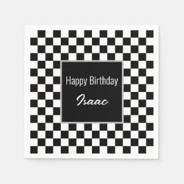 カスタム黒市松模様に紙プレート スタンダードカクテルナプキン